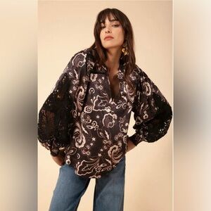 NWT Hale Bob- Lise Twill Top. Size L